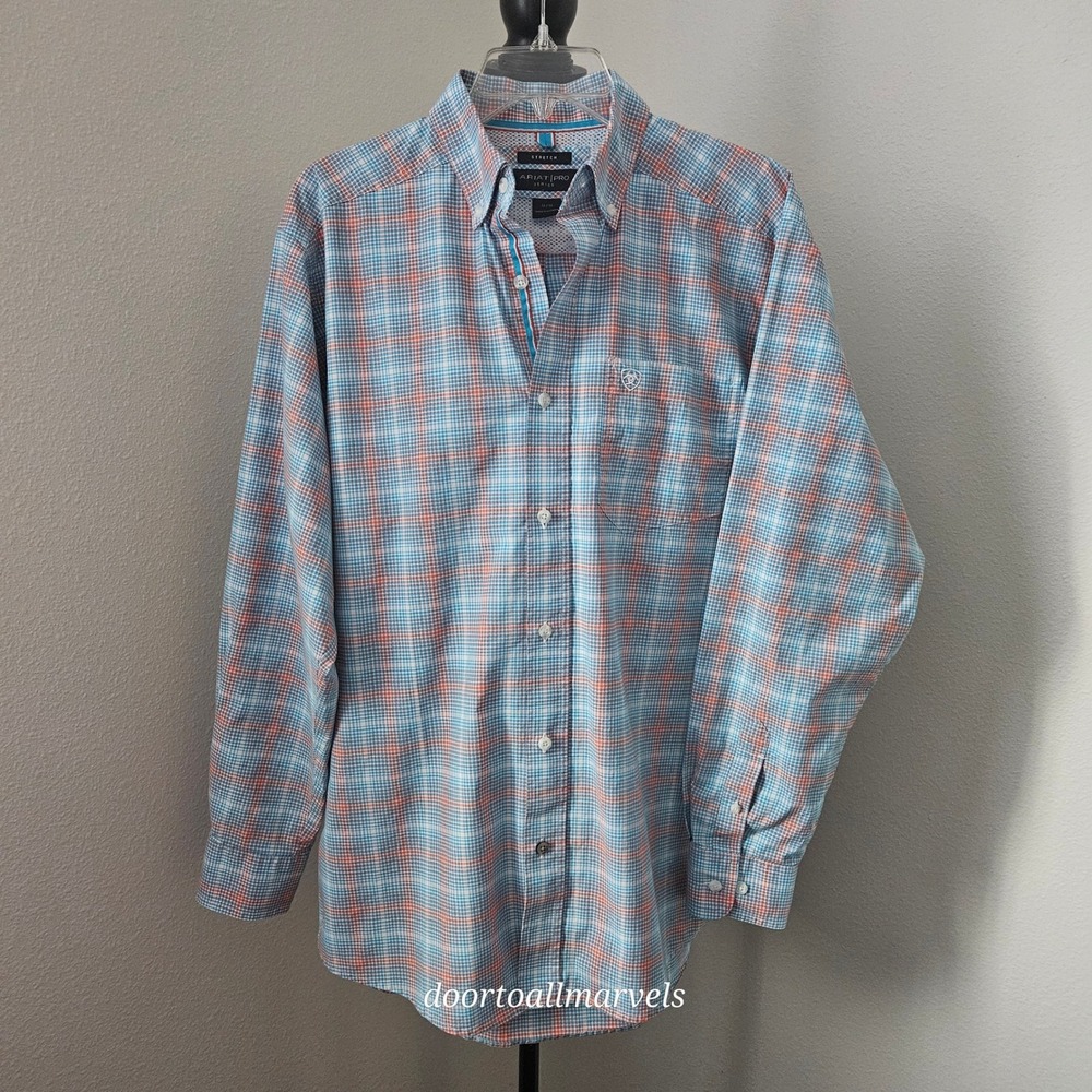 Ariat Pro Series Men's M Stretch Plaid Western Performance Shirt Long Sleeve